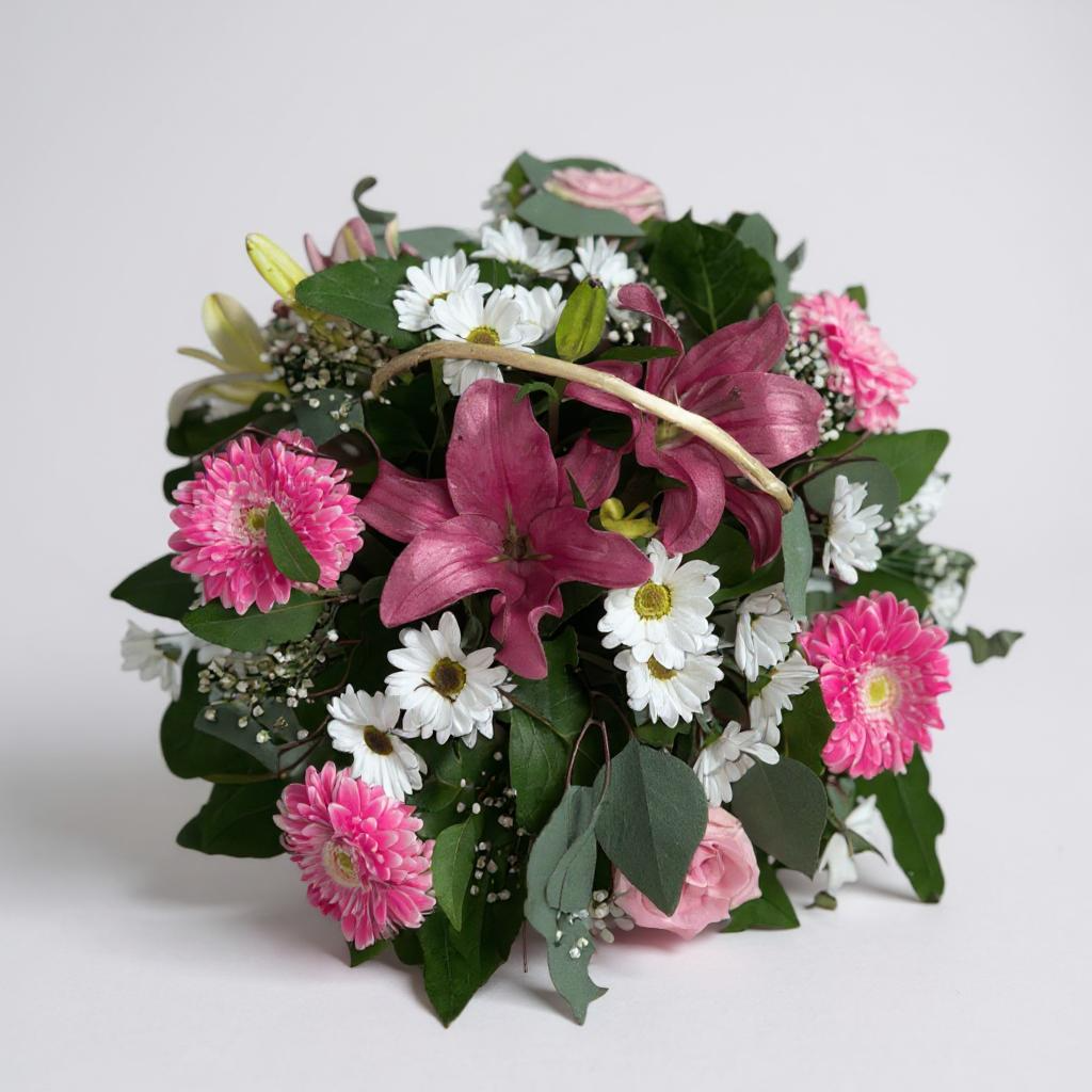 Canasto de mimbre mix rosado