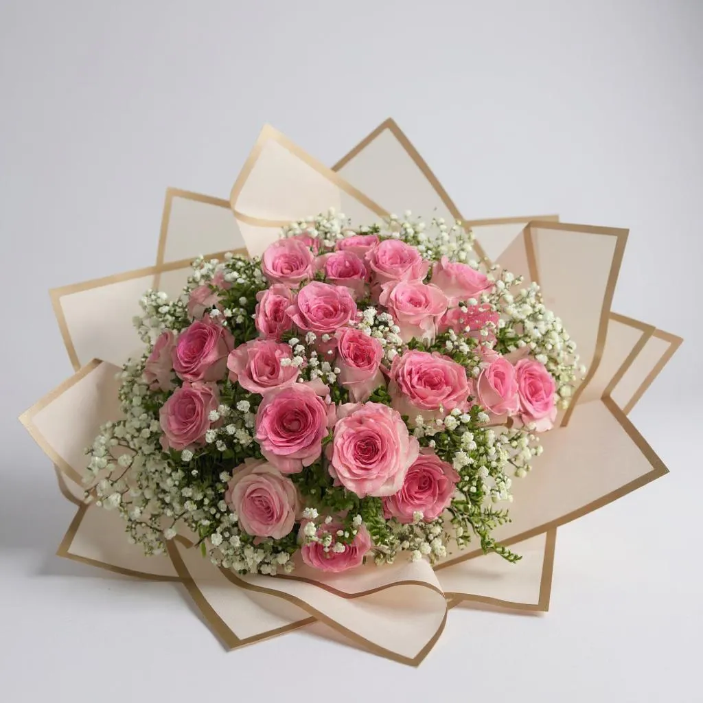 Ramo de 25 rosas rosadas