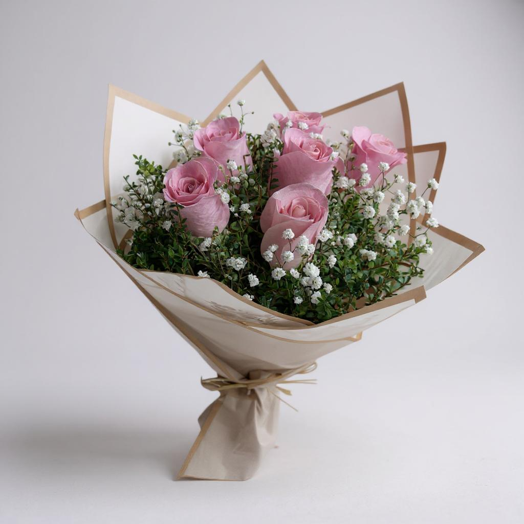 Ramo de 6 rosas rosadas