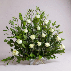 Arreglo grande de 15 rosas blancas