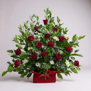 Arreglo grande de 15 rosas rojas