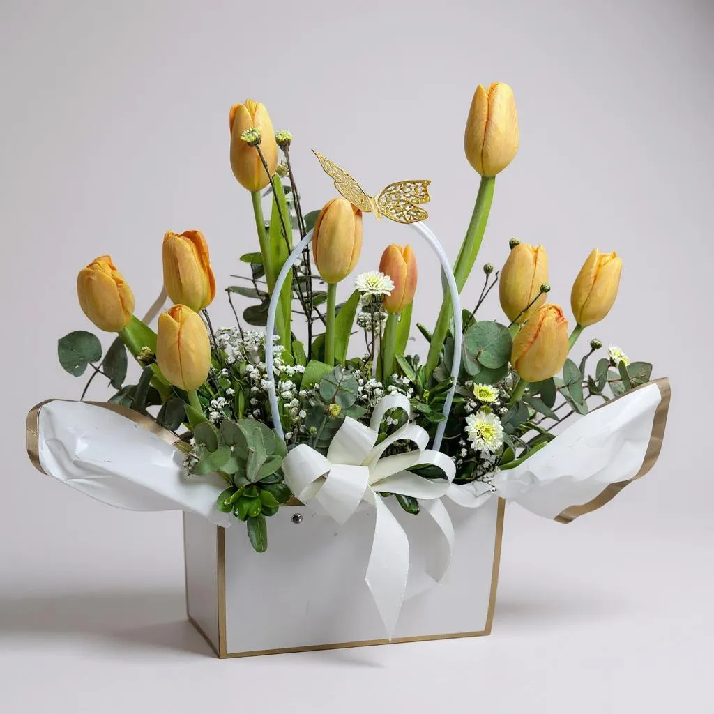 Cartera de 10 tulipanes naranjos