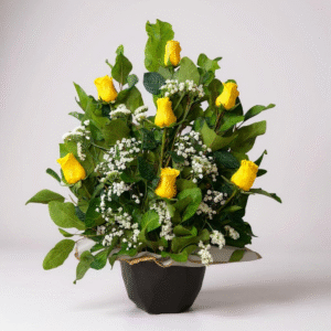 Arreglo floral de rosas amarillas