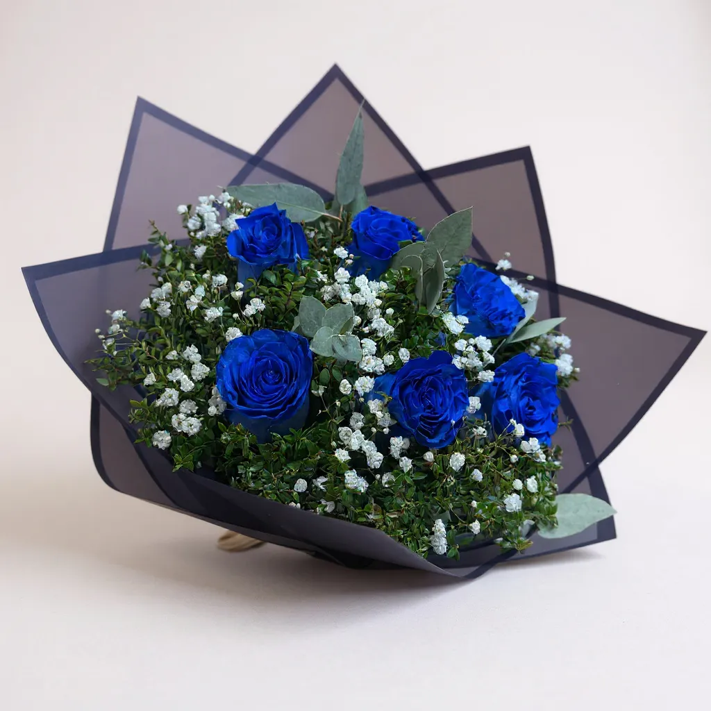 Ramo de 6 rosas azules