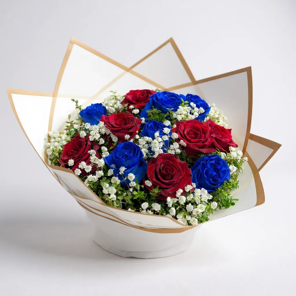 12 rosas rojas y azules - Imagen 2