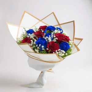 12 rosas rojas y azules