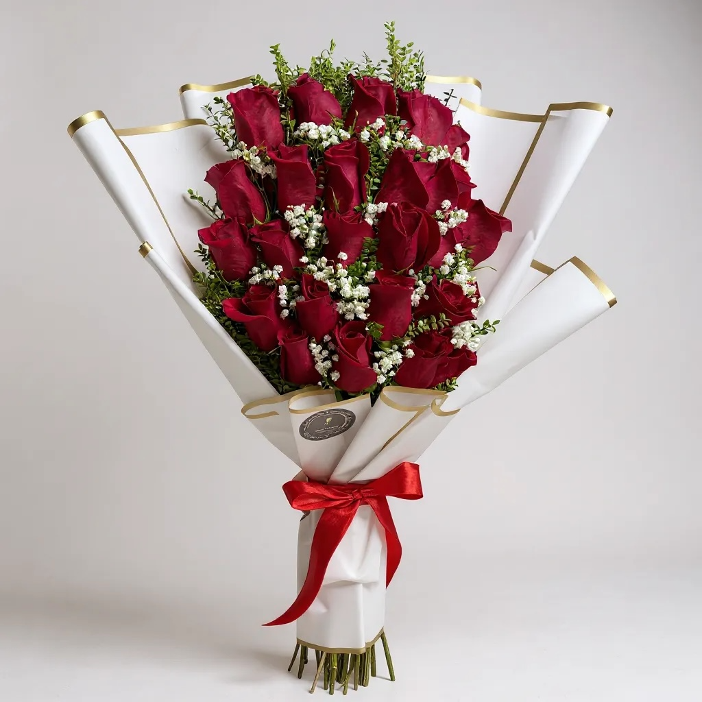 25 rosas rojas escalonada