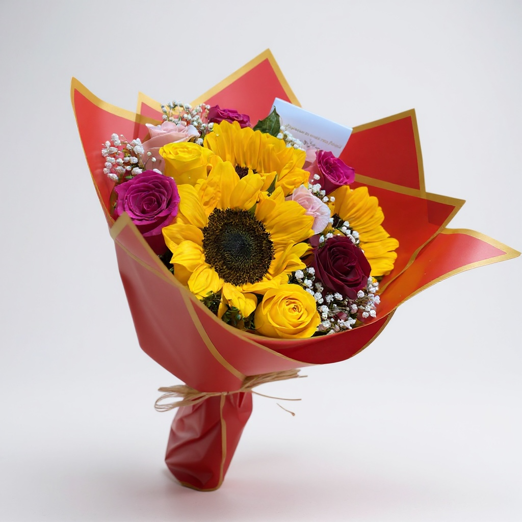 10 Rosas con 3 girasoles - Imagen 2