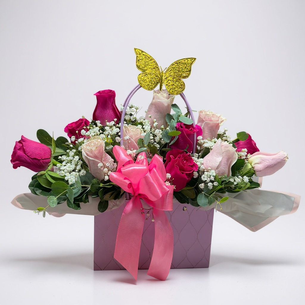 Cartera mix de rosas rosadas y fucsias - Imagen 2