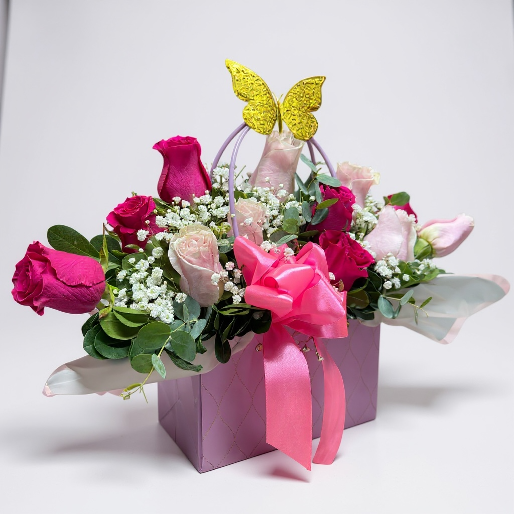 Cartera mix de rosas rosadas y fucsias