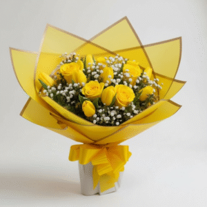 Ramo de 10 tulipanes y 5 rosas amarillas