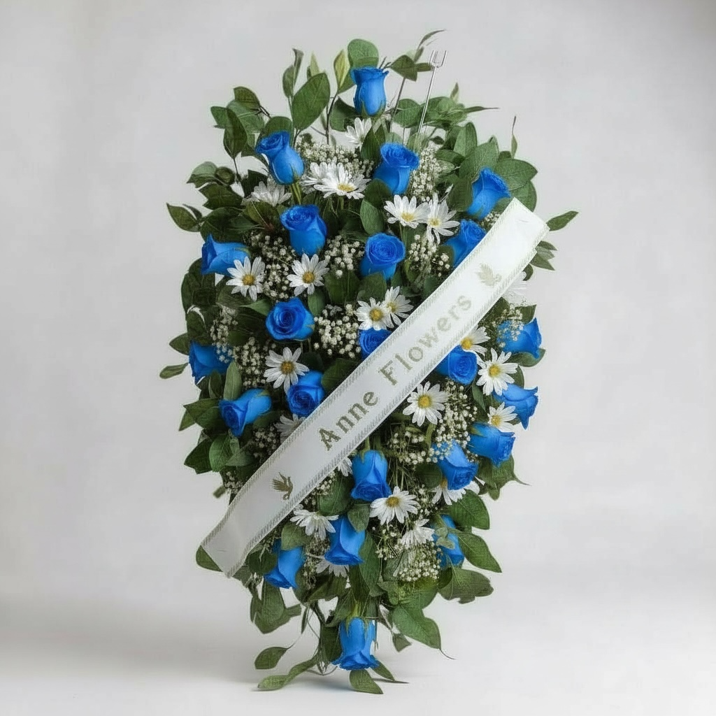 Corona 25 rosas azules con cinta personalizada